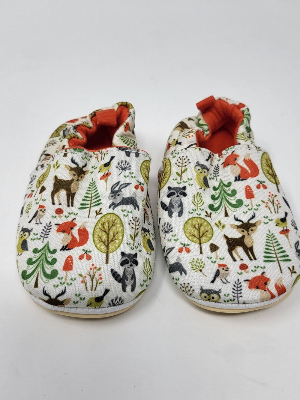 Kids Forest Animal Slip-On Shoes in White and Orange